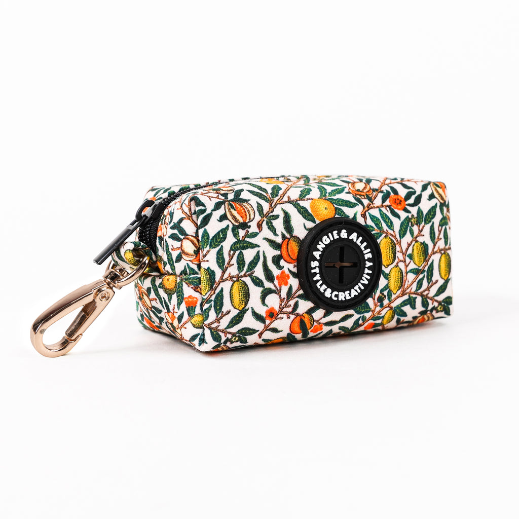 100% Cotton Dog Poop Bag Holder Gold Pomegranate side