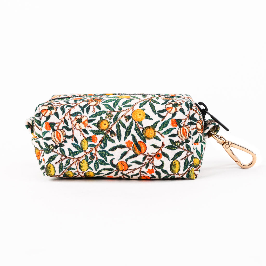 100% Cotton Dog Poop Bag Holder Gold Pomegranate back