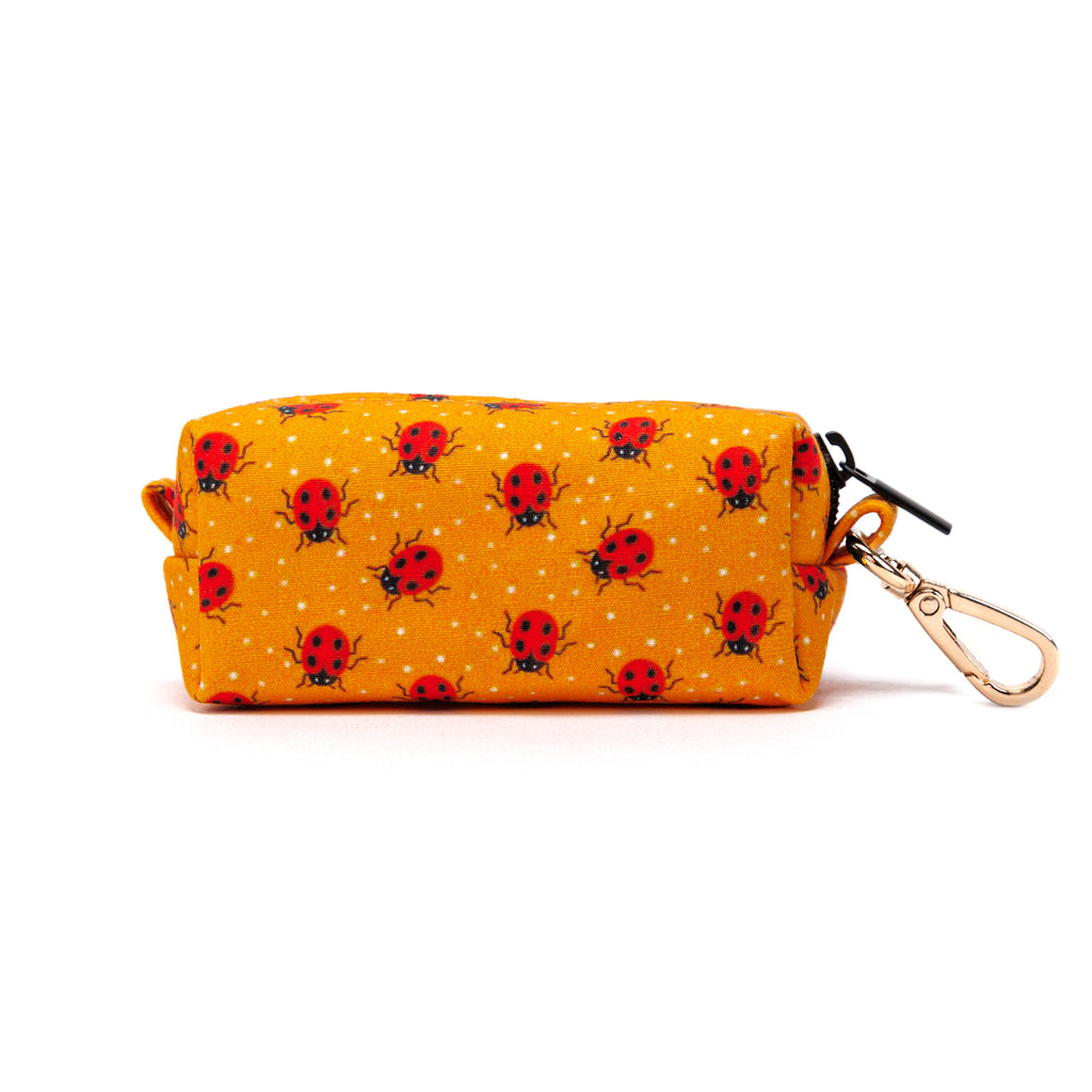 100% Cotton Dog Poop Bag Holder Gold Ladybug back