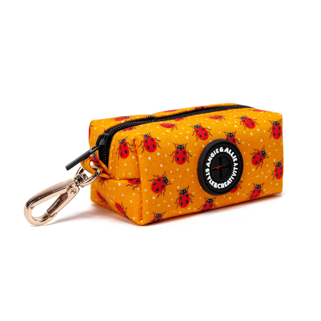 100% Cotton Dog Poop Bag Holder Gold Ladybug side