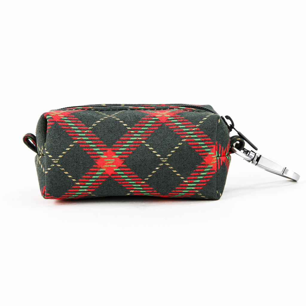 100% Cotton Dog Poop Bag Holder Silver  Plaid back