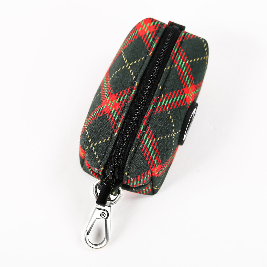 100% Cotton Dog Poop Bag Holder Silver  Plaid top