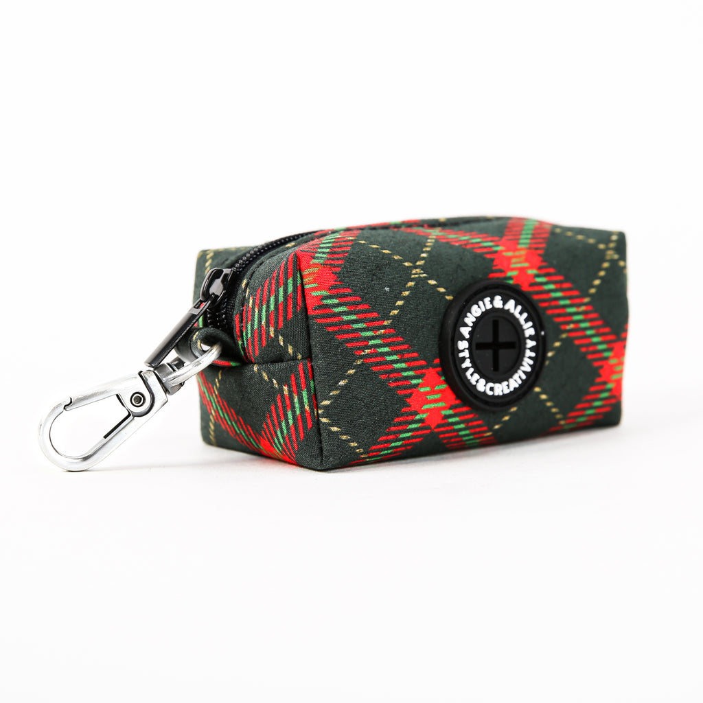 100% Cotton Dog Poop Bag Holder Silver  Plaid side