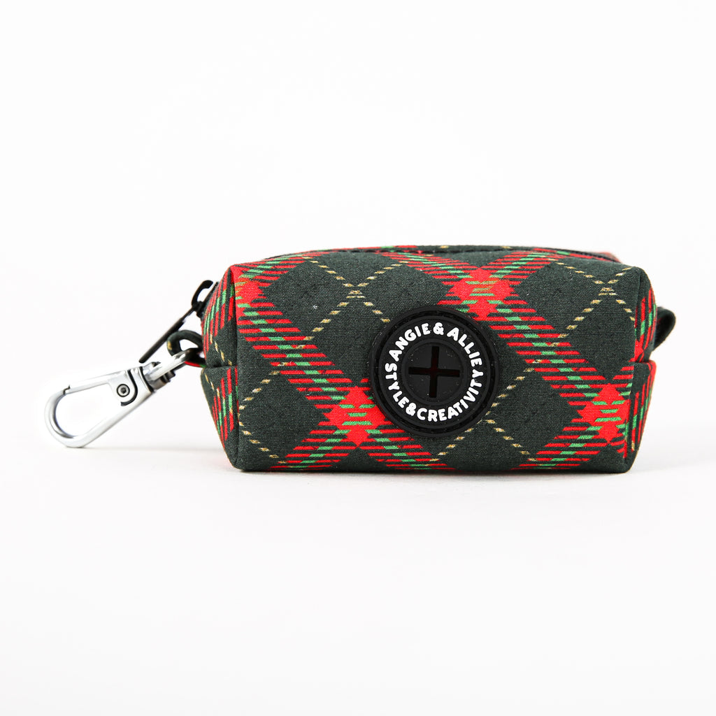 100% Cotton Dog Poop Bag Holder Silver  Plaid main