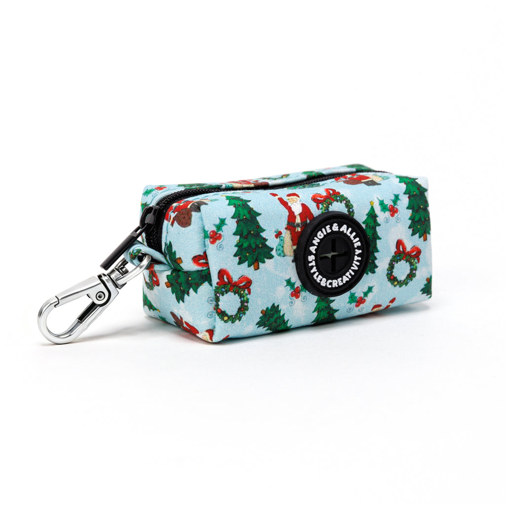100% Cotton Dog Poop Bag Holder Silver Santa Claus side