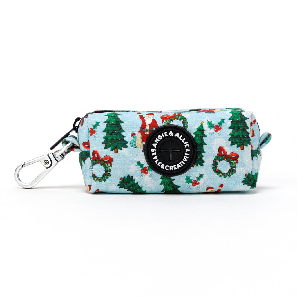 100% Cotton Dog Poop Bag Holder Silver Santa Claus main