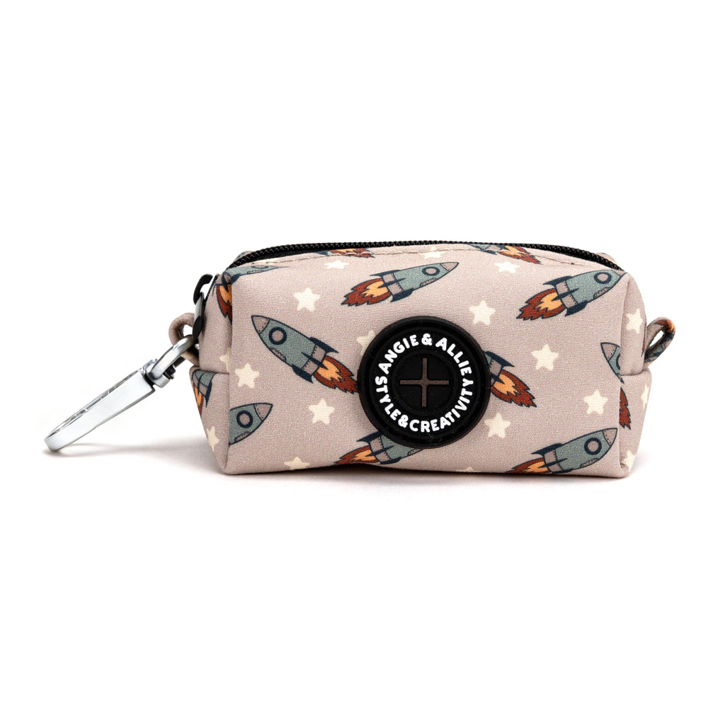 100% Cotton Dog Poop Bag Holder Silver   Retro Rocket main