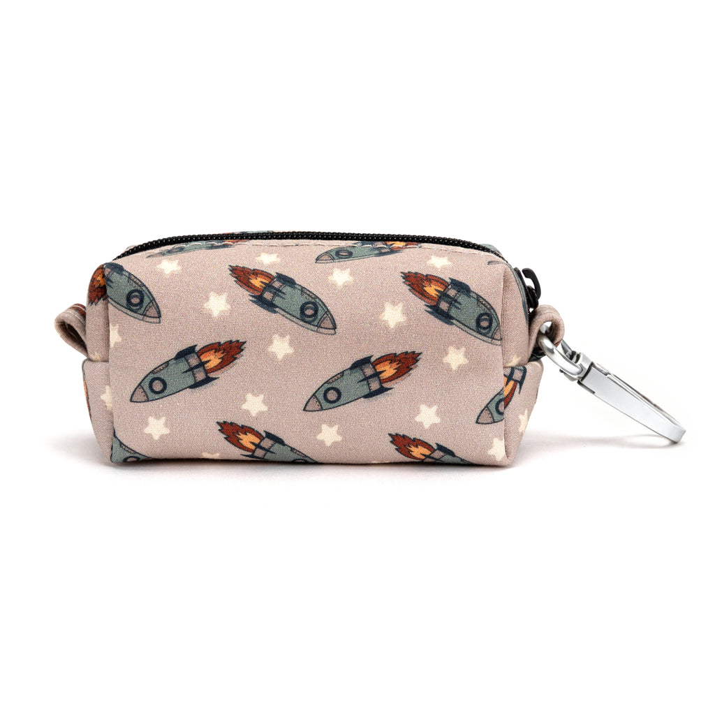 100% Cotton Dog Poop Bag Holder Silver   Retro Rocket back