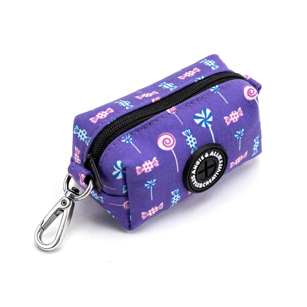Pink and Purple Cotton Dog Poop Bag Holder  Lollipop side