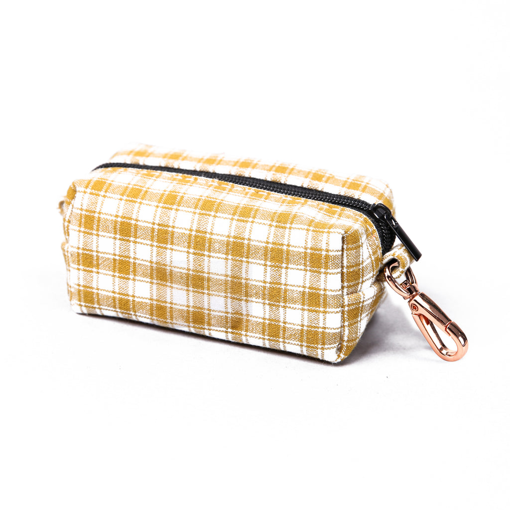  100% Cotton Dog Poop Bag Holder Gingham Yellow side