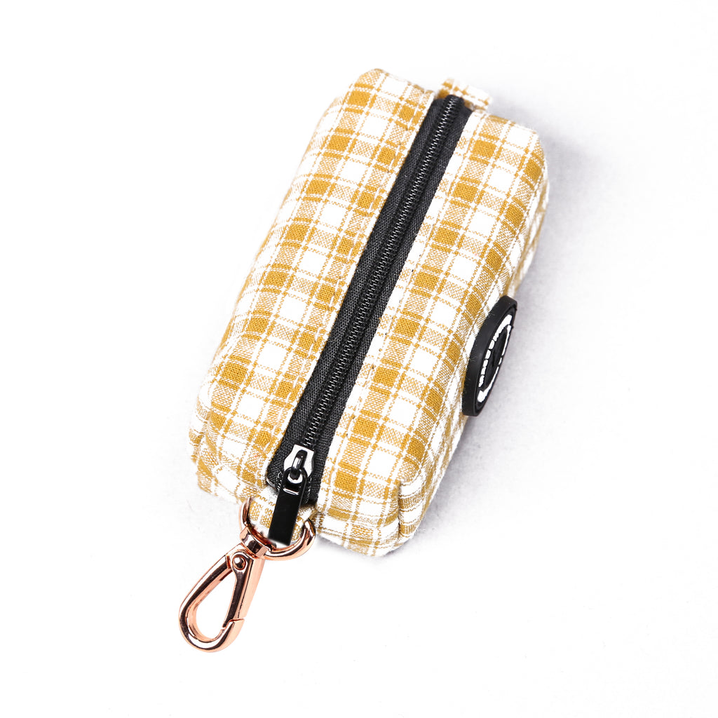  100% Cotton Dog Poop Bag Holder Gingham Yellow top