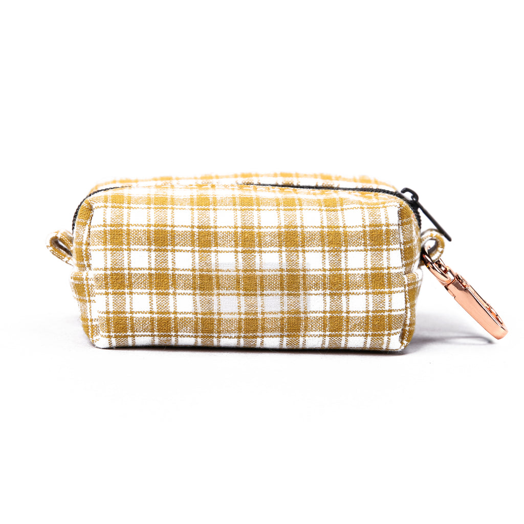  100% Cotton Dog Poop Bag Holder Gingham Yellow back