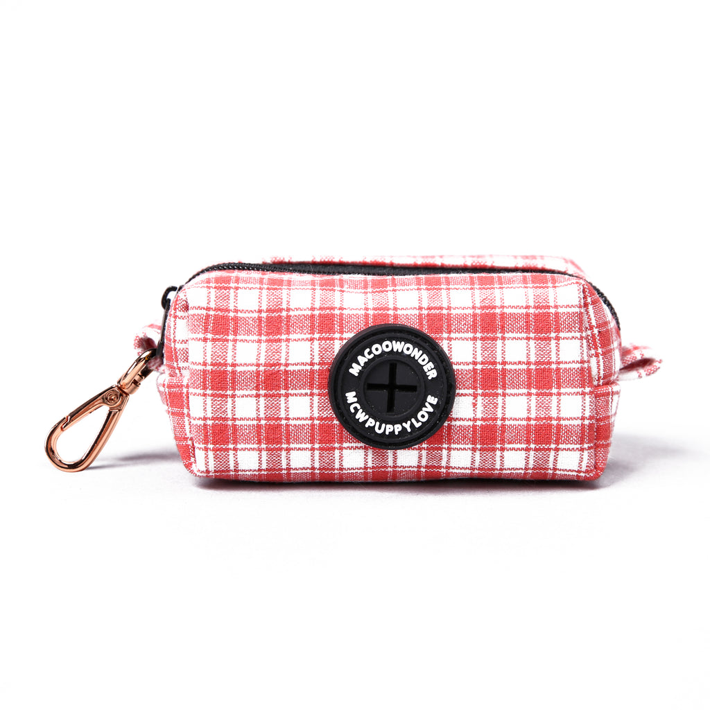  100% Cotton Dog Poop Bag Holder  Gingham Orange main