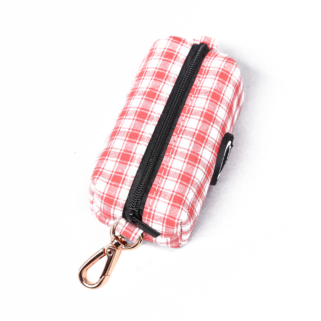  100% Cotton Dog Poop Bag Holder  Gingham Orange top