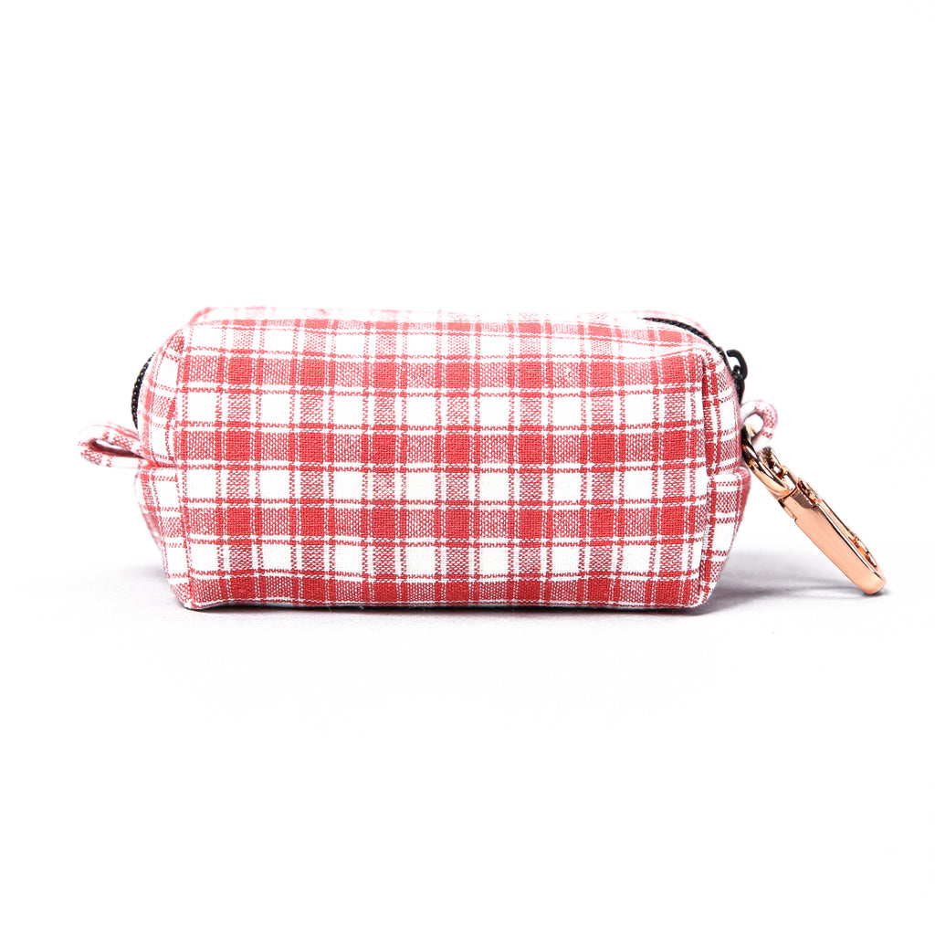 100% Cotton Dog Poop Bag Holder  Gingham Orange back