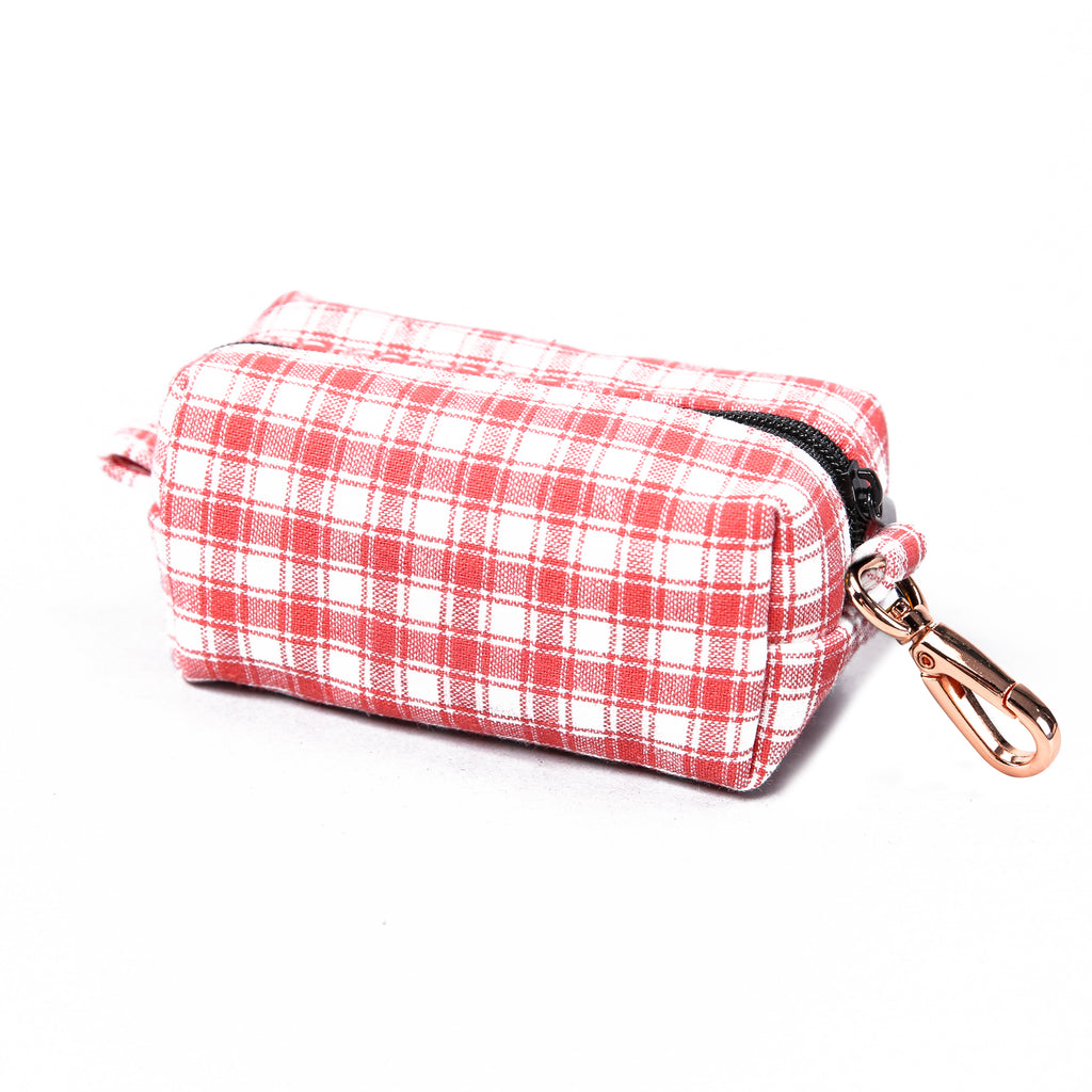  100% Cotton Dog Poop Bag Holder  Gingham Orange side