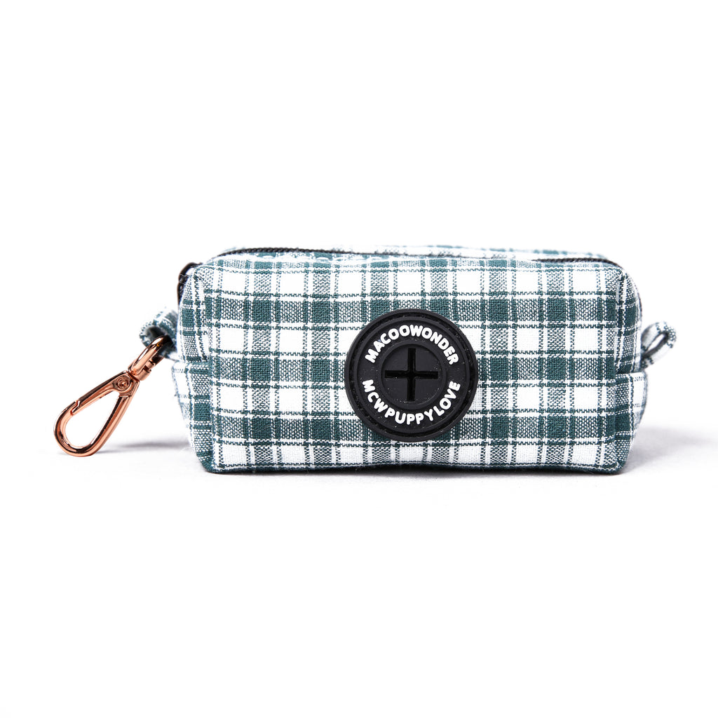 100% Cotton Dog Poop Bag Holder  Gingham Green main