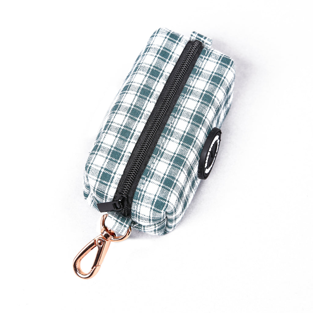100% Cotton Dog Poop Bag Holder  Gingham Green top