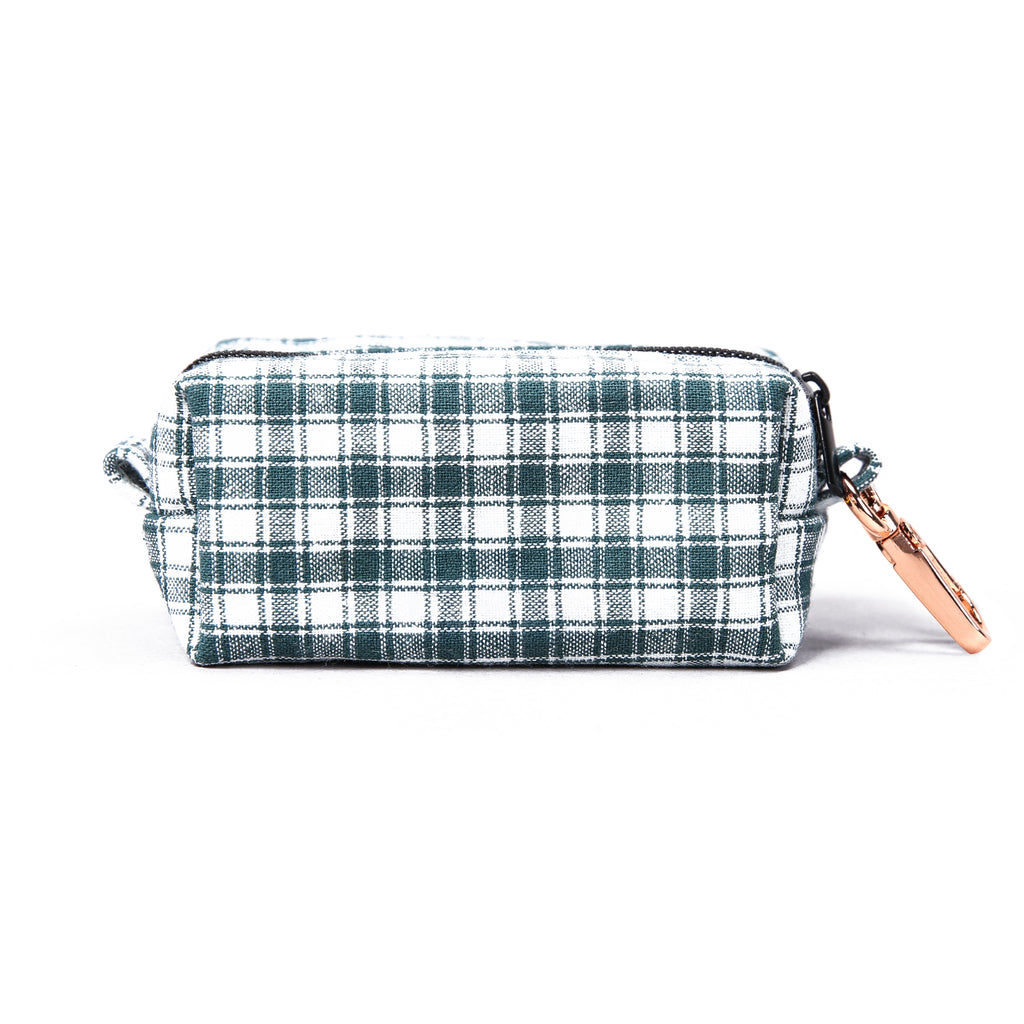 100% Cotton Dog Poop Bag Holder  Gingham Green back