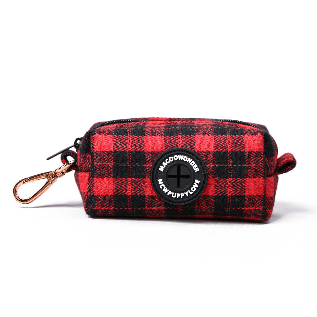 100% Cotton Dog Poop Bag Holder Black Watch Red main