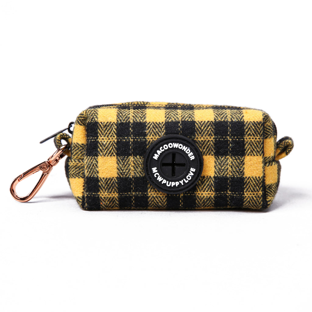 100% Cotton Dog Poop Bag Holder Black Watch Yellow main