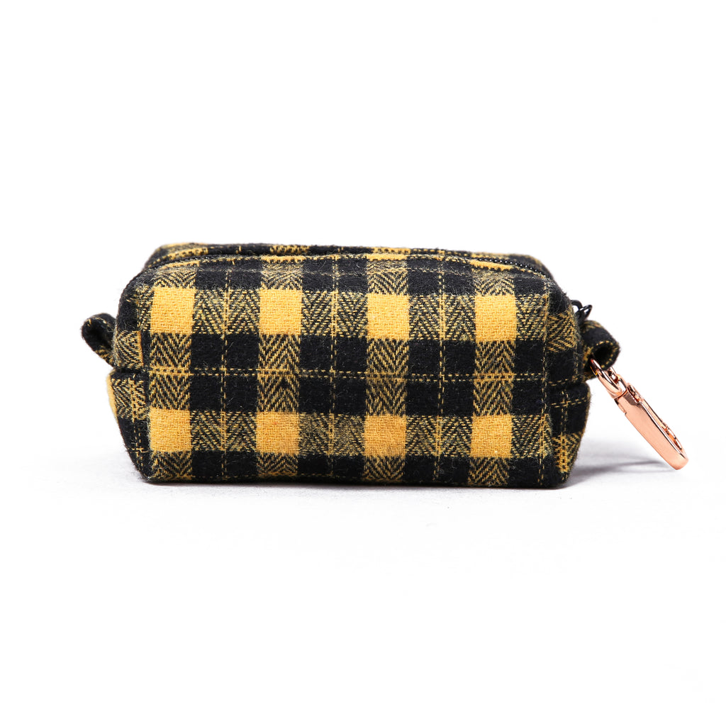 100% Cotton Dog Poop Bag Holder Black Watch Yellow back