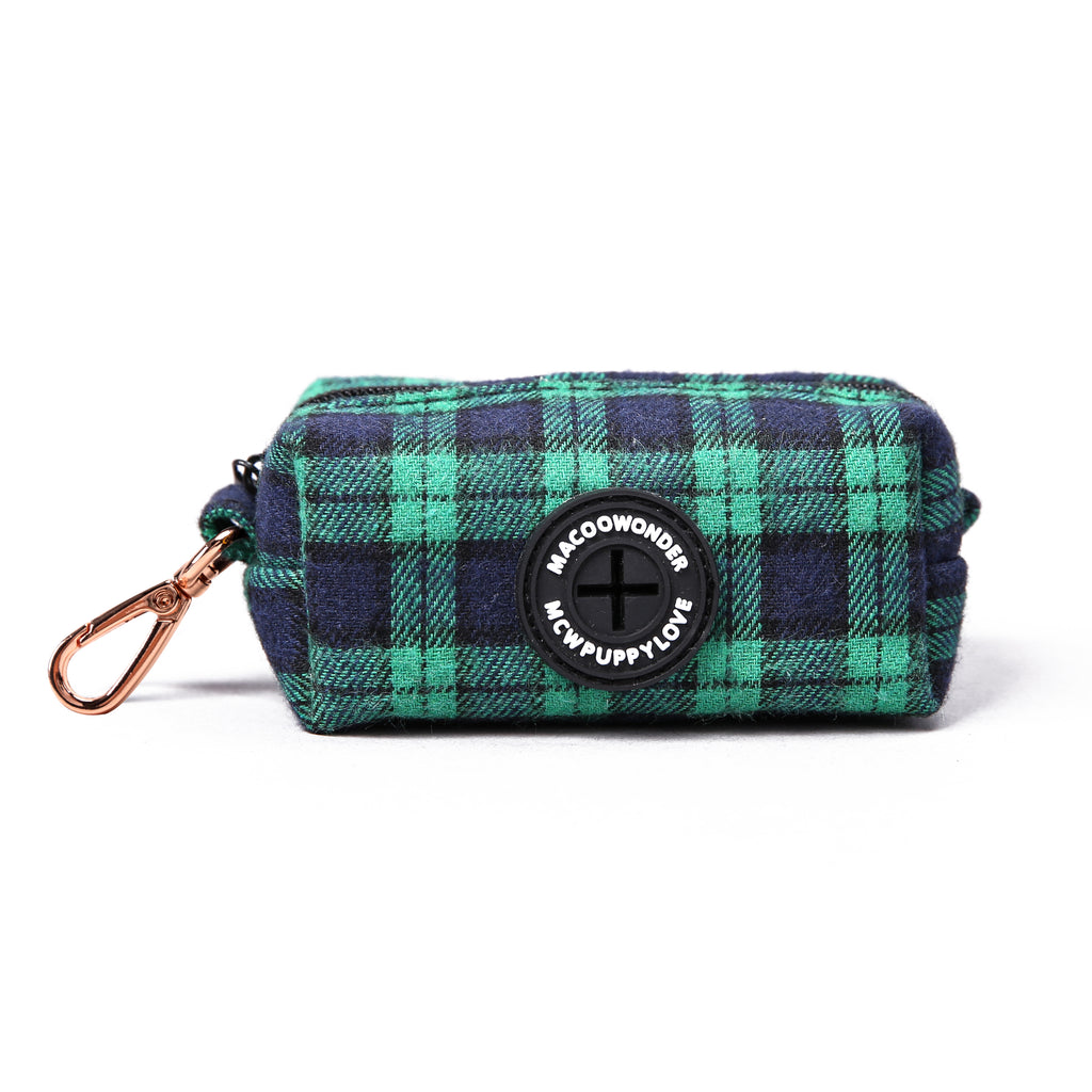 100% Cotton Dog Poop Bag Holder  Black Watch Lime main