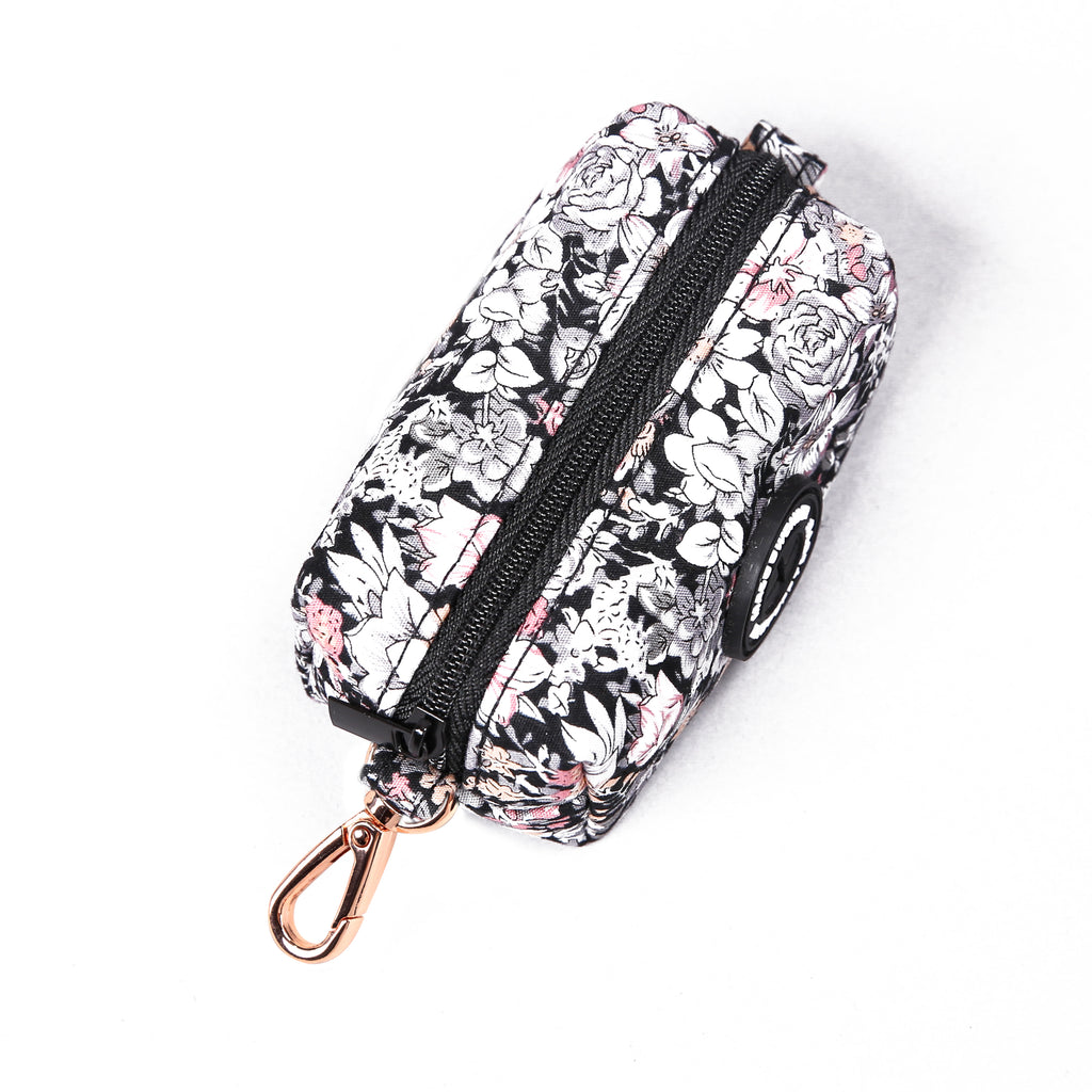 100% Cotton Dog Poop Bag Holder - Blossom Grey side