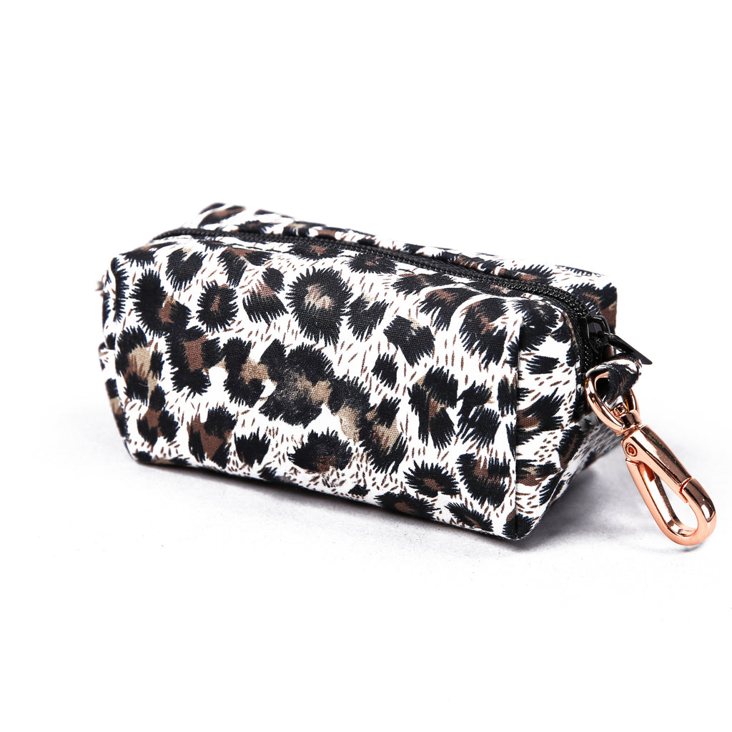 100% Cotton Dog Poop Bag Holder  Leopard Brown side