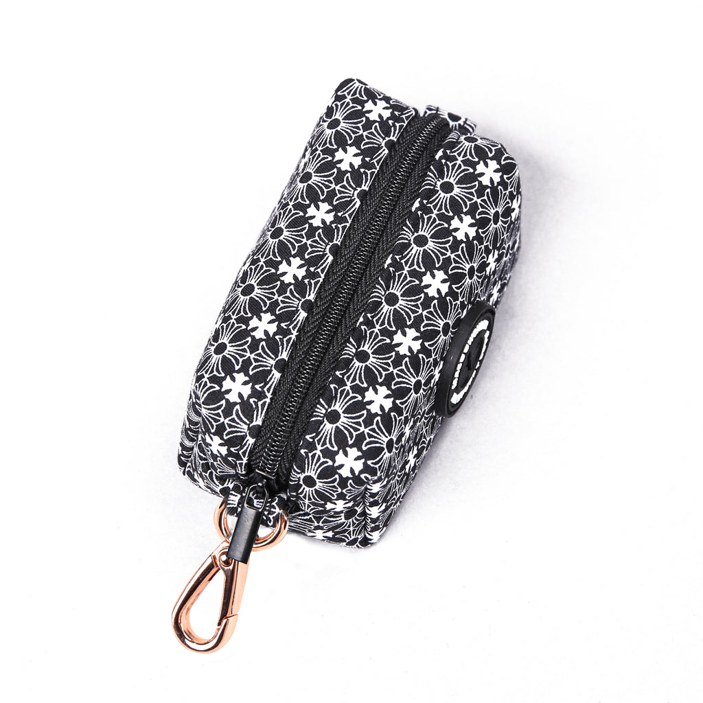 100% Cotton Dog Poop Bag Holder - Chrome Hearts Black top