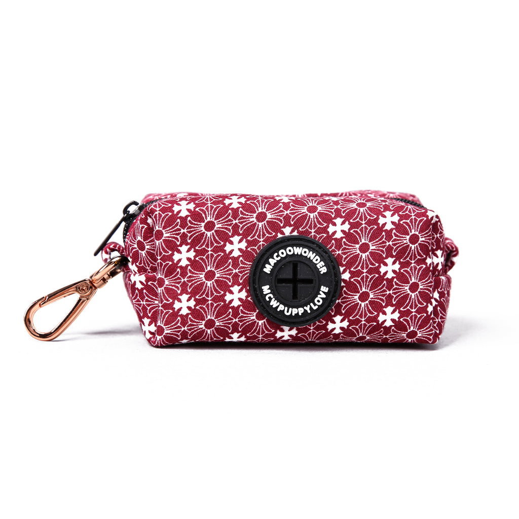 100% Cotton Dog Poop Bag Holder   Chrome Hearts red main