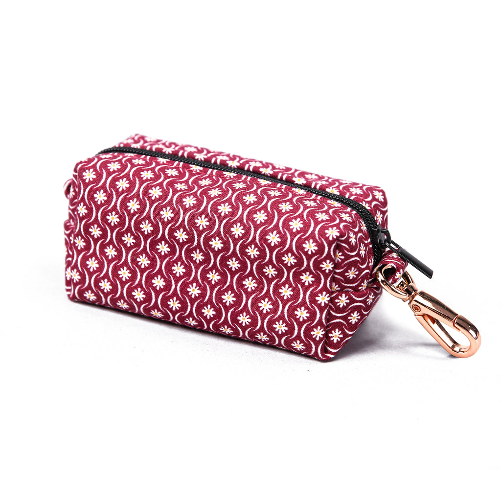 100% Cotton Dog Poop Bag Holder  Heritage Red side