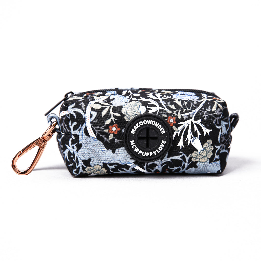 100% Cotton Dog Poop Bag Holder  Vintage Floral Black main