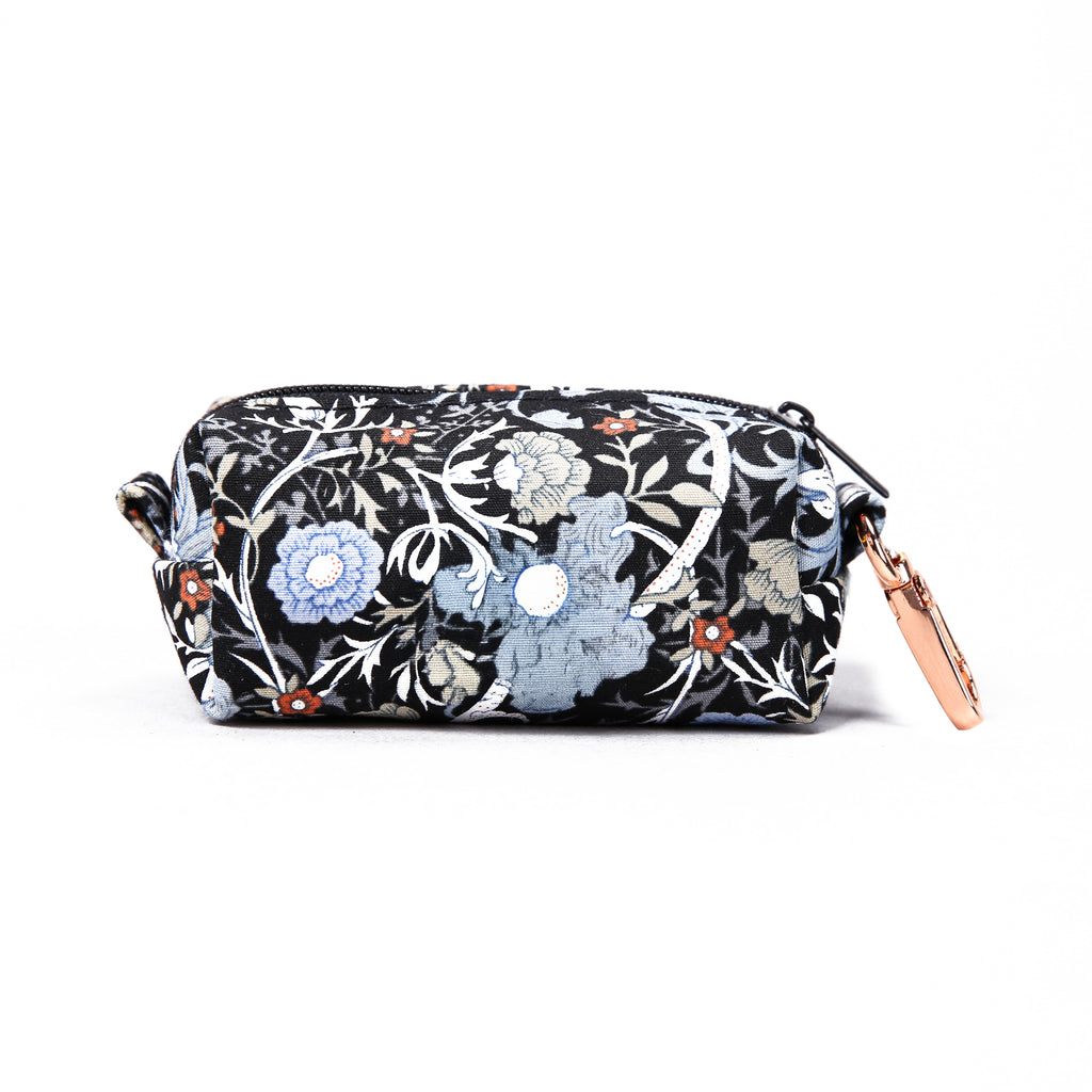 100% Cotton Dog Poop Bag Holder  Vintage Floral Black back