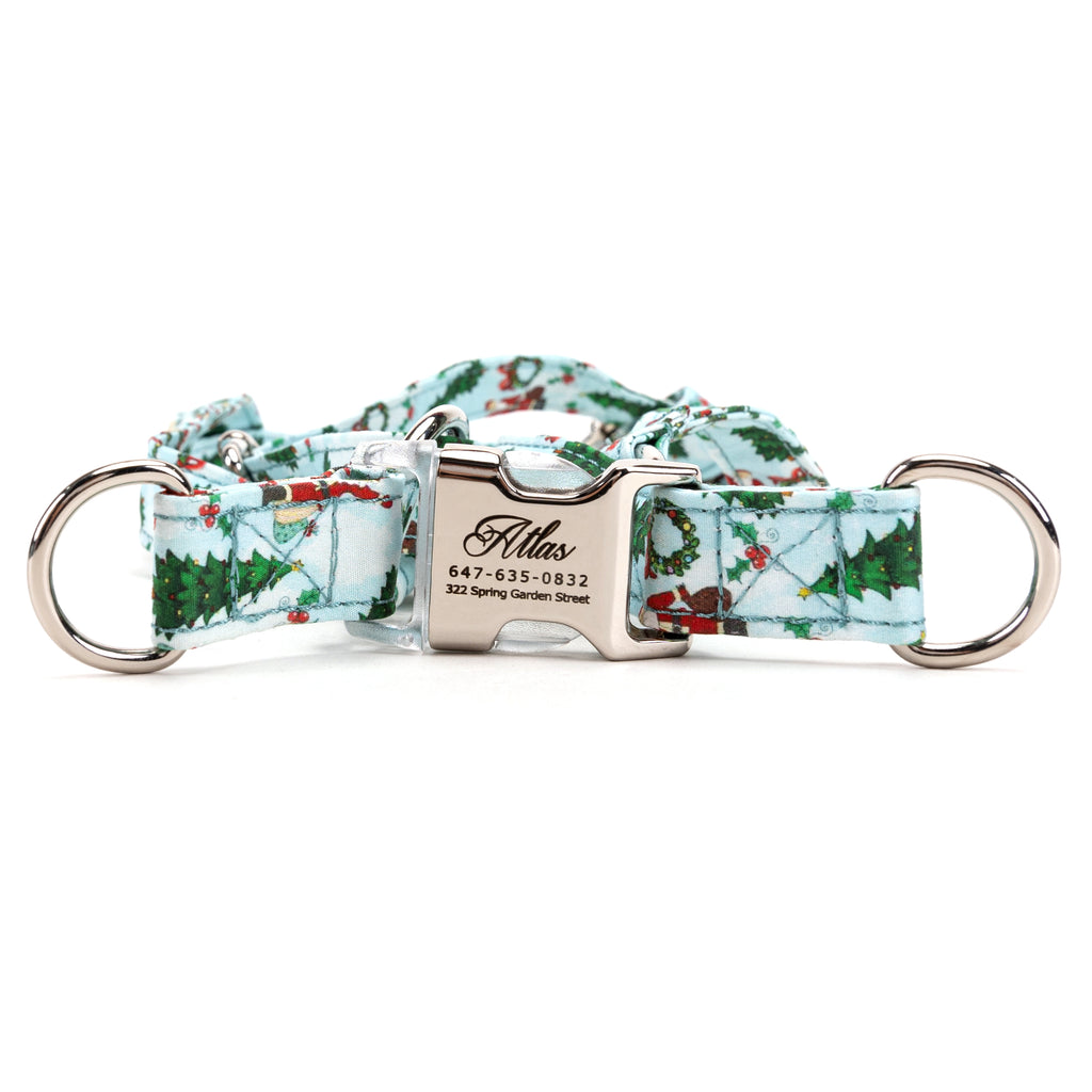 100% Cotton Adjustable Step In Dog Harness Silver Santa Claus main