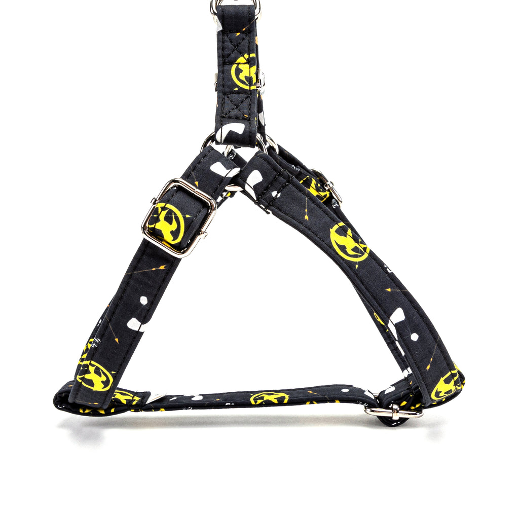 100% Cotton Adjustable Step In Dog Harness Silver Hunger games side