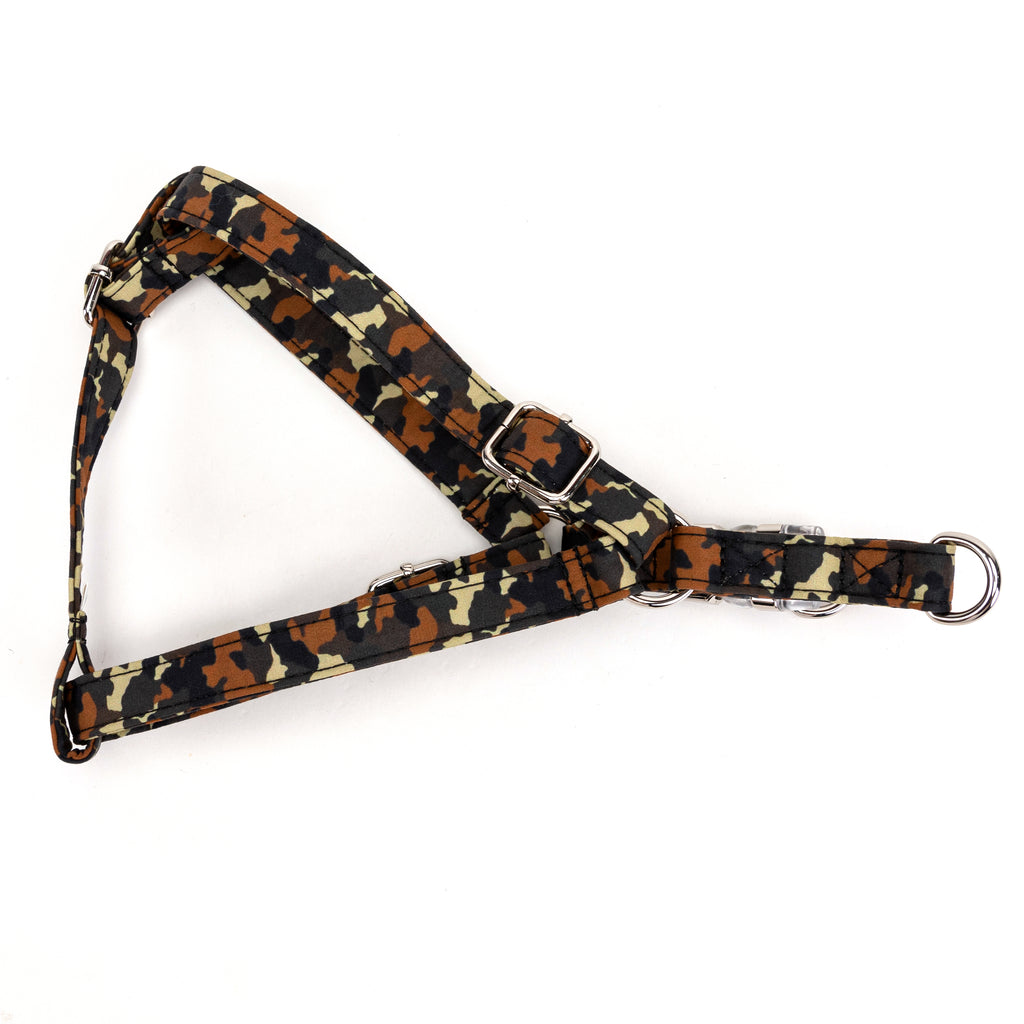 100% Cotton Adjustable Step In Dog Harness Silver Camo folded