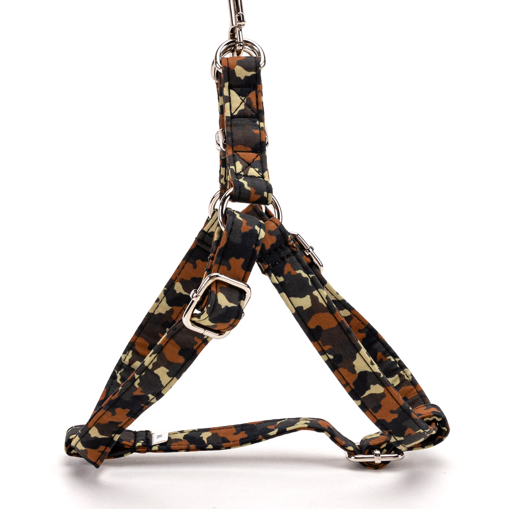 100% Cotton Adjustable Step In Dog Harness Silver Camo side