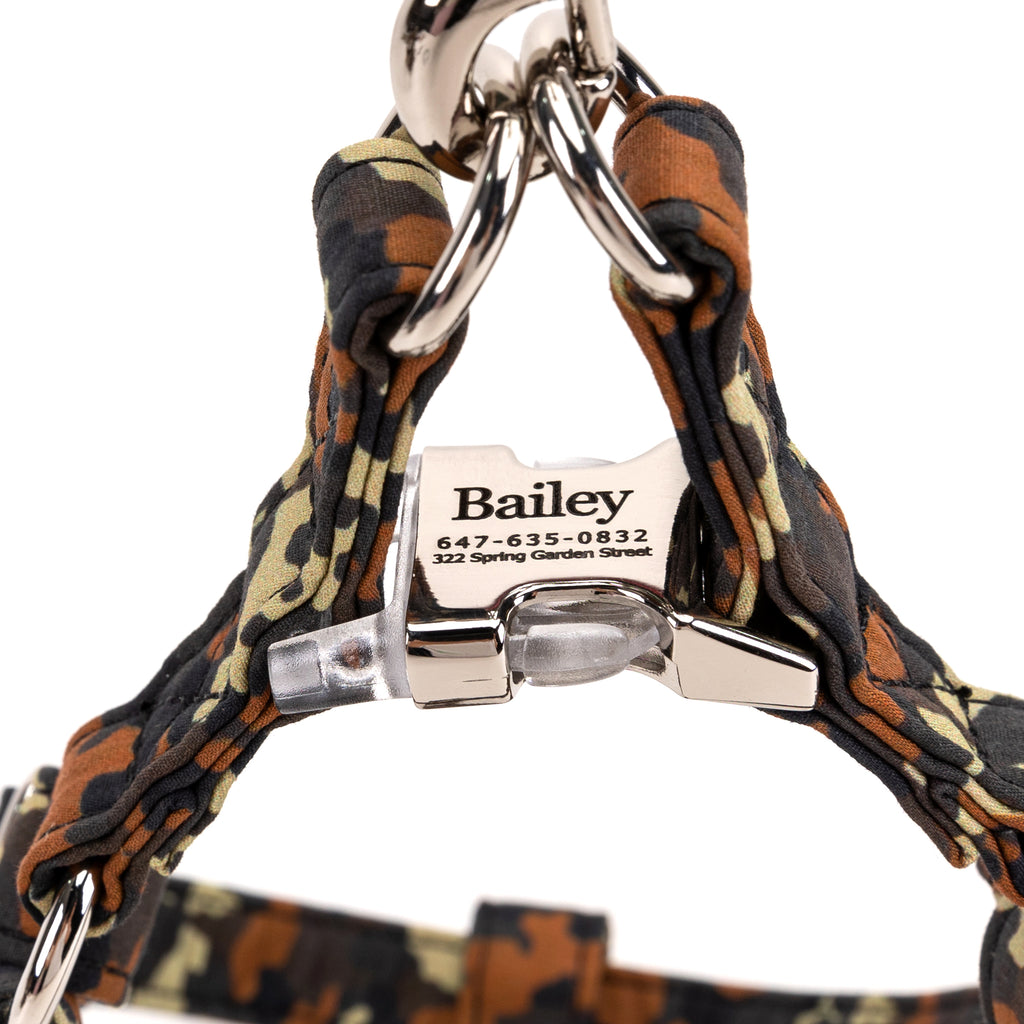 100% Cotton Adjustable Step In Dog Harness Brass Silver detail