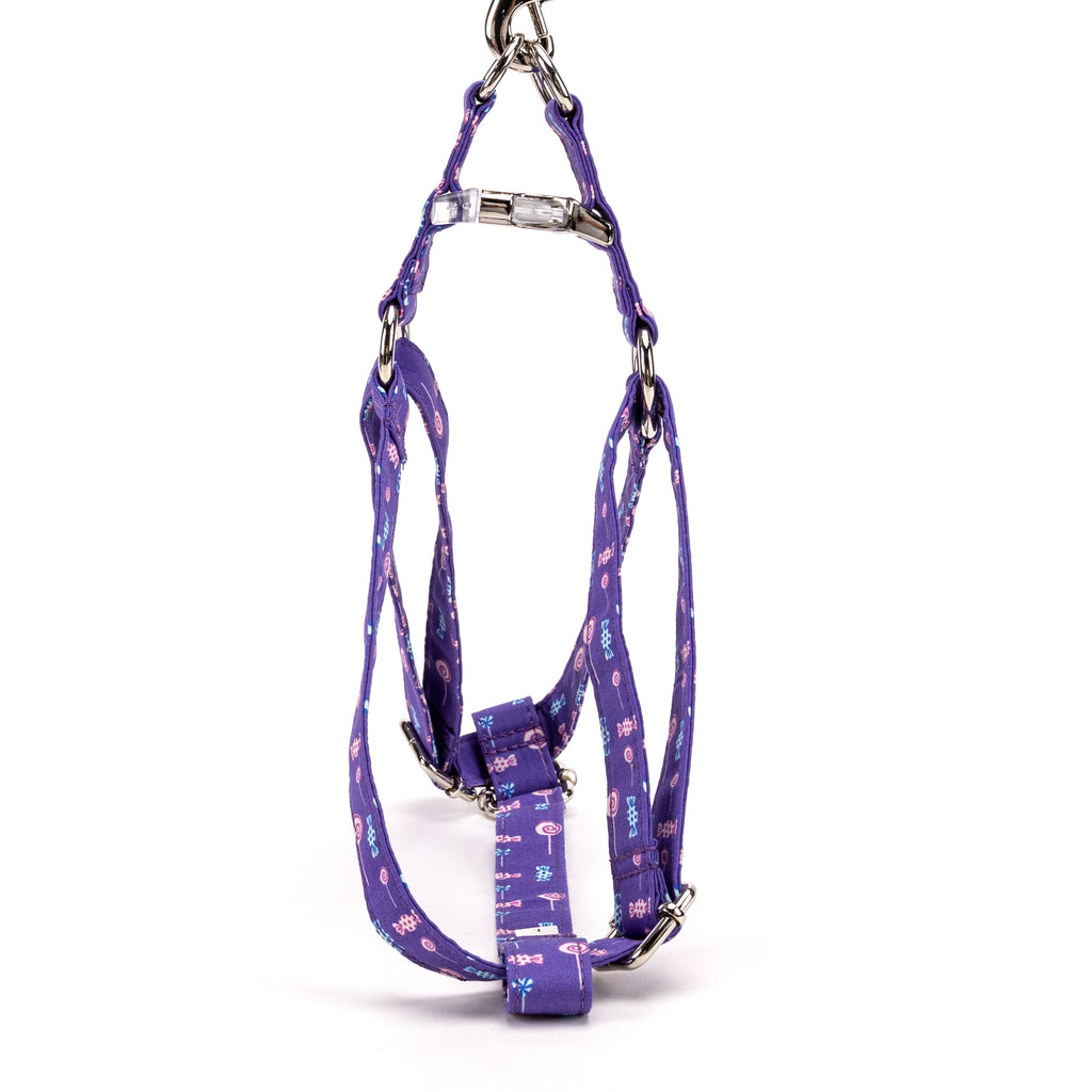 100% Cotton Adjustable Step In Dog Harness Silver Lollipop top