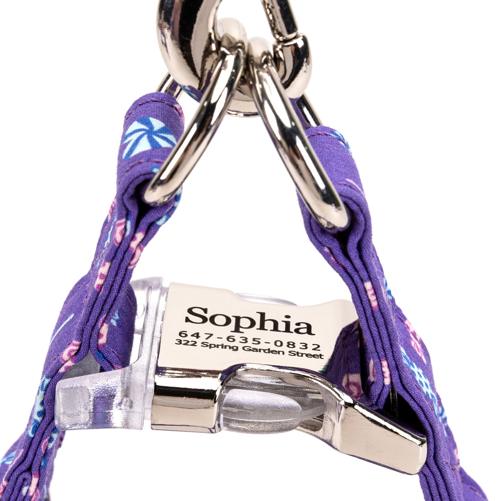 100% Cotton Adjustable Step In Dog Harness Silver Lollipop detail