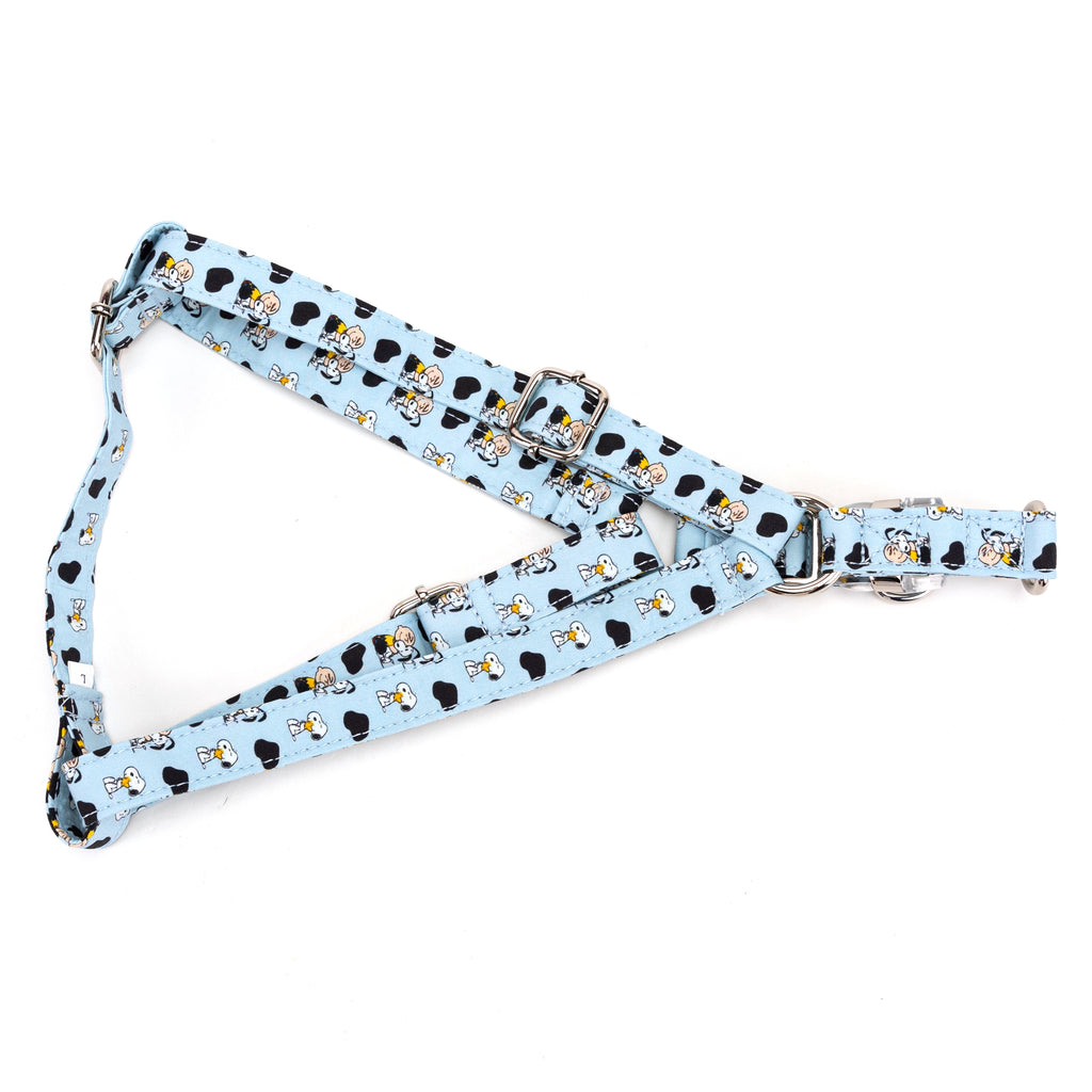 Snoopy Step In Dog Harness Adjustable With Silver Hardware folded