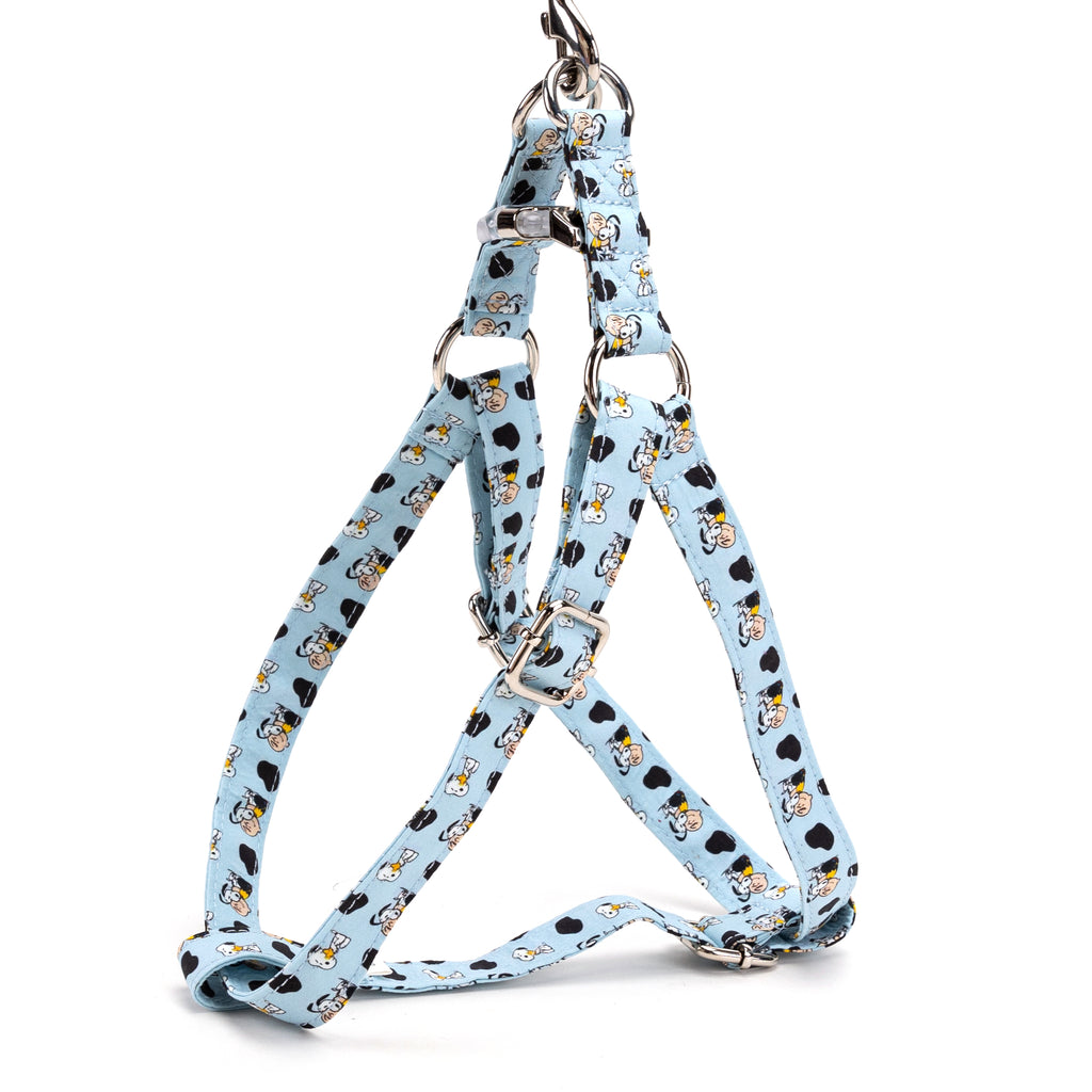 Snoopy Step In Dog Harness Adjustable With Silver Hardware side view