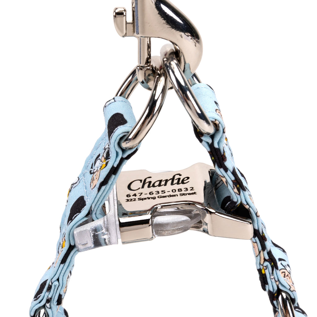 Snoopy Step In Dog Harness Adjustable With Silver Hardware detail