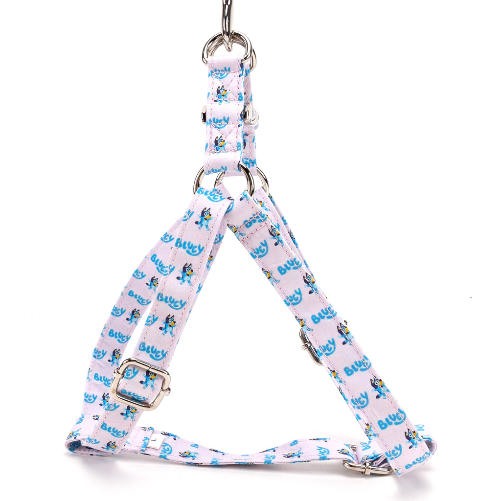100% Cotton Adjustable Step In Dog Harness Silver Bluey side