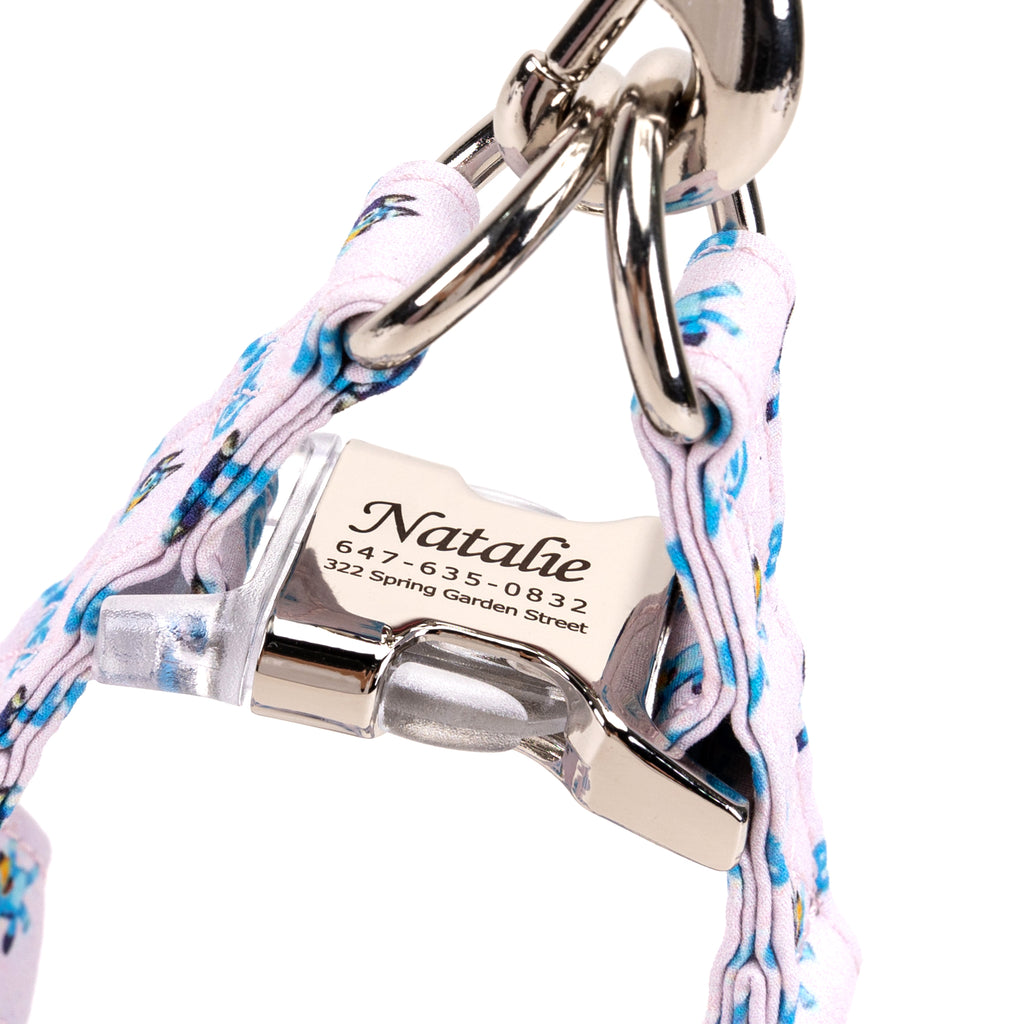 100% Cotton Adjustable Step In Dog Harness Silver Bluey detail