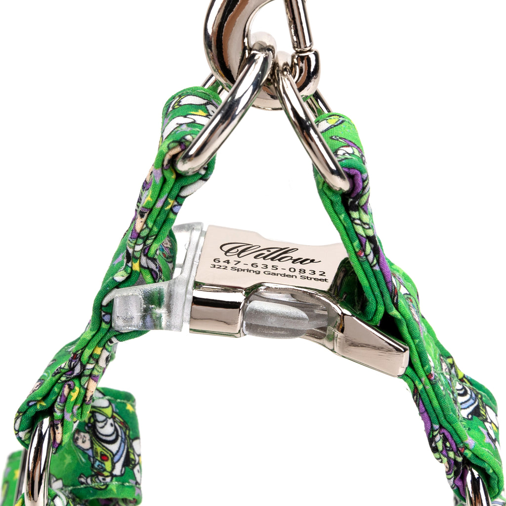 100% Cotton Adjustable Step In Dog Harness Silver Buzz Lightyear detail