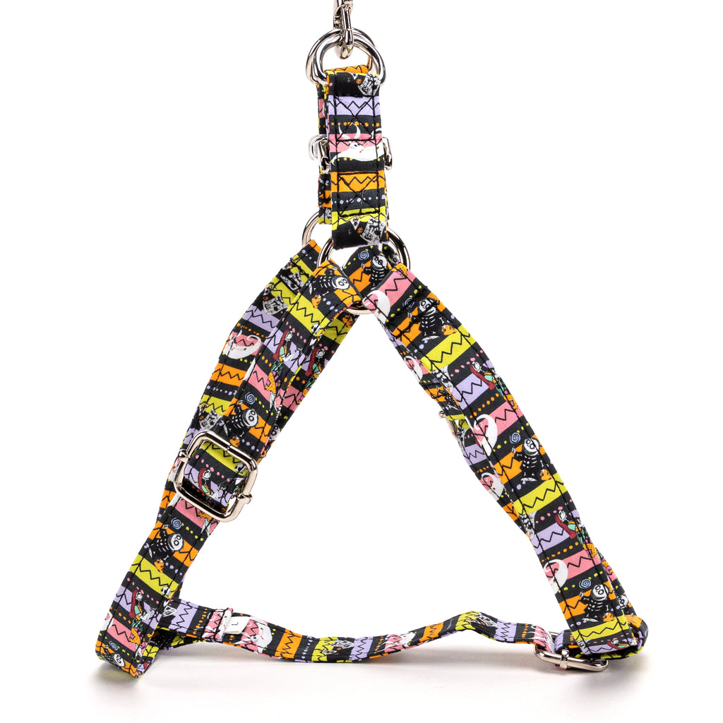 100% Cotton Adjustable Step In Dog Harness Silver The nightmare before Christmas side