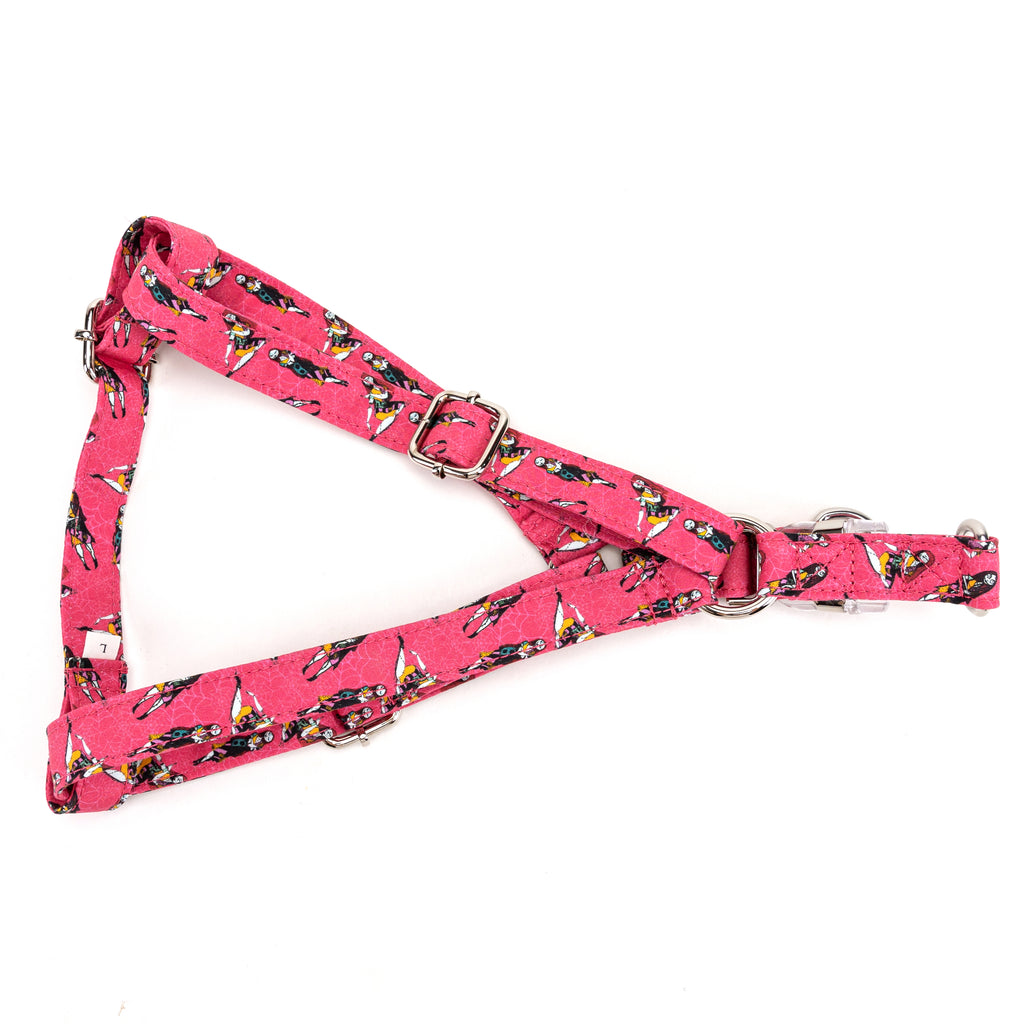 100% Cotton Adjustable Step In Dog Harness Silver Sally the nightmare before Christmas folded