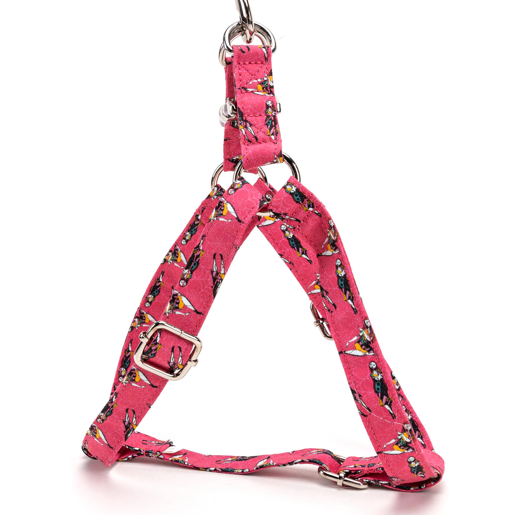 100% Cotton Adjustable Step In Dog Harness Silver Sally the nightmare before Christmas side